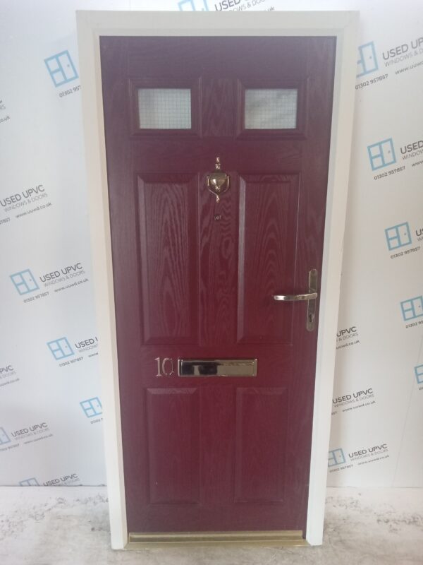 Used Maroon (Red) Composite Front Door 895mm x 2030mm C9D43