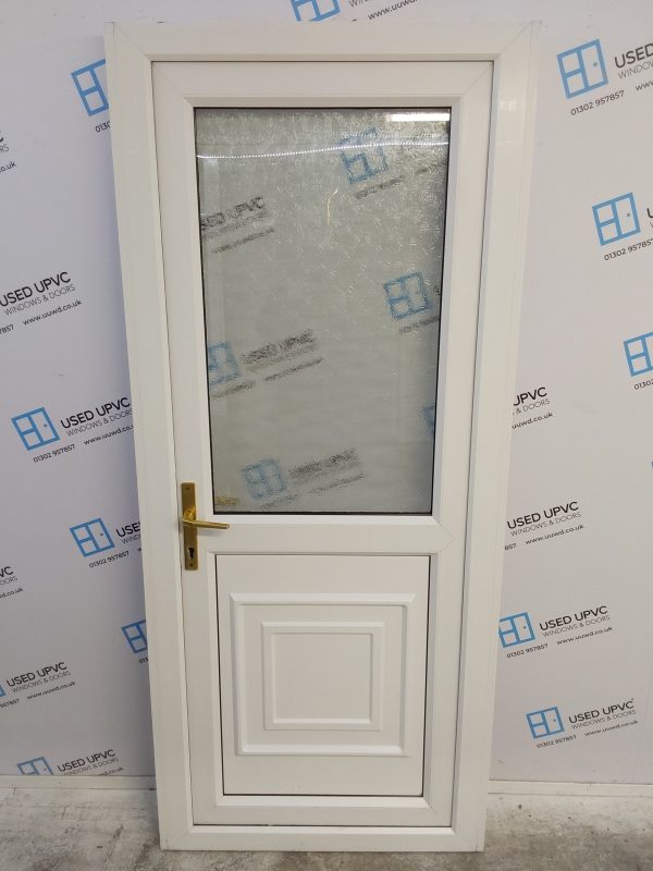 Used White Upvc Back Door 890mm x 2060mm (reduce to 850mm) outwards opening 0279 - Image 2