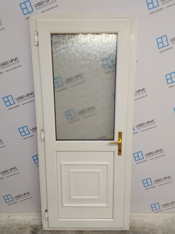 Used White Upvc Back Door 890mm x 2060mm (reduce to 850mm) outwards opening 0279