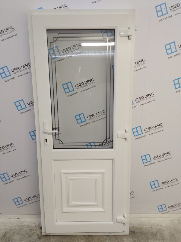 Used White Upvc Back Door 895mm x 2145mm (reduce to 875mm) C8D08 - Image 2