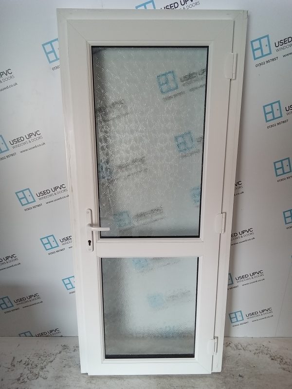 Used White Upvc Back Door 890mm x 2050mm (Reduce To 870mm) C8D10 - Image 2