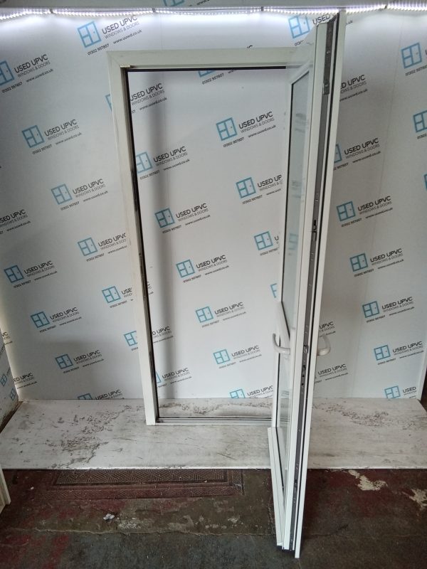 Used White Upvc Back Door 890mm x 2050mm (Reduce To 870mm) C8D10 - Image 3