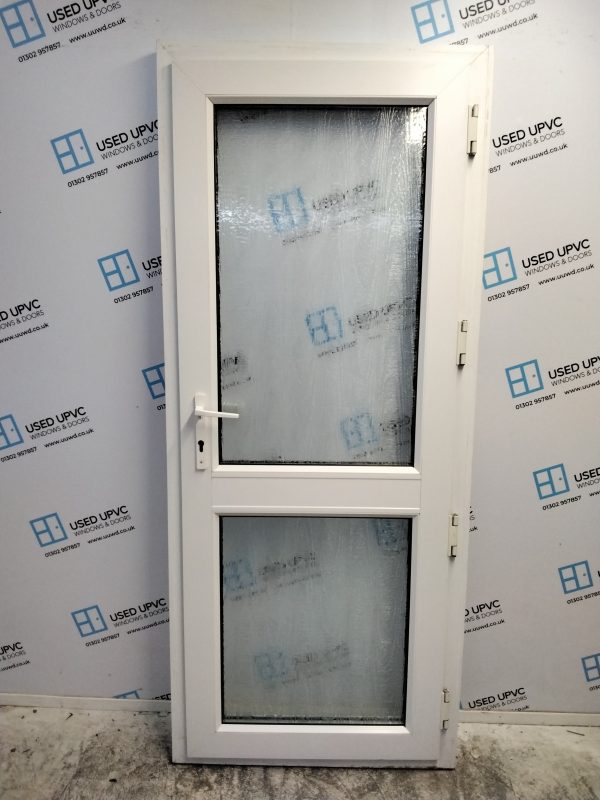 Used White Upvc Back Door 840mm x 2000mm (Reduce To 825mm x 2000mm) C8D08 - Image 2