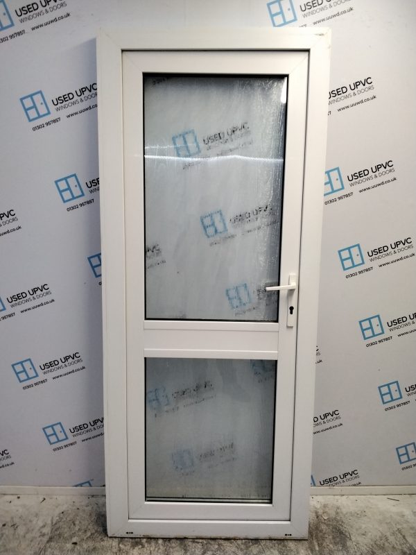 Used White Upvc Back Door 840mm x 2000mm (Reduce To 825mm x 2000mm) C8D08