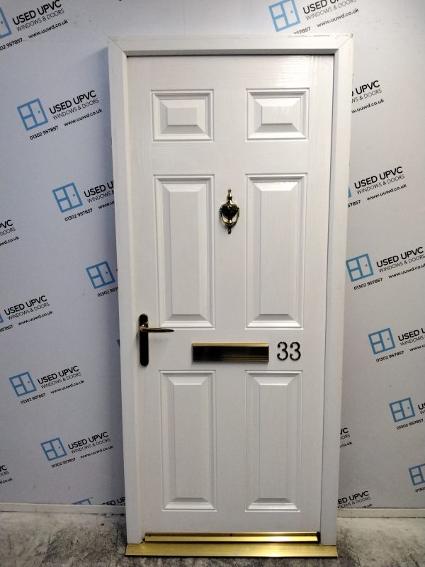 Used White Composite Front Door 860mm x 1990mm 0856