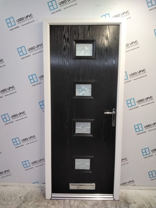 Used Black Composite Front Door 880mm x 2065mm C8D40