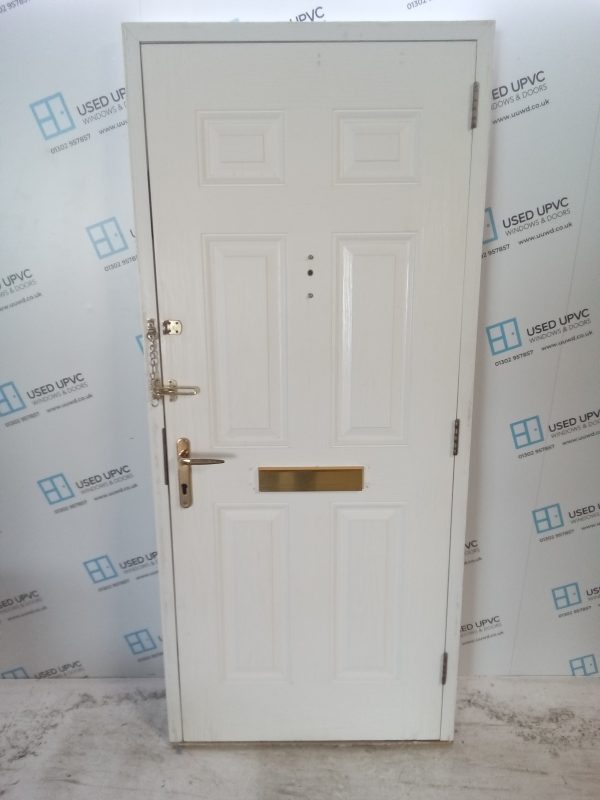 Used White Composite Front Door 910mm x 2080mm C6055 - Image 2