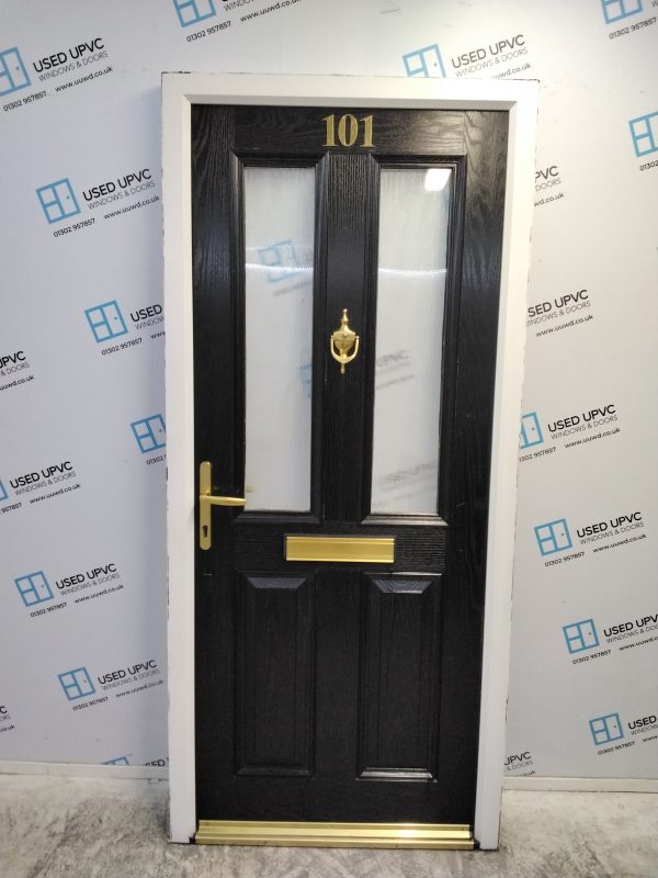Used Black Composite Front Door 920mm x 2040mm 0490