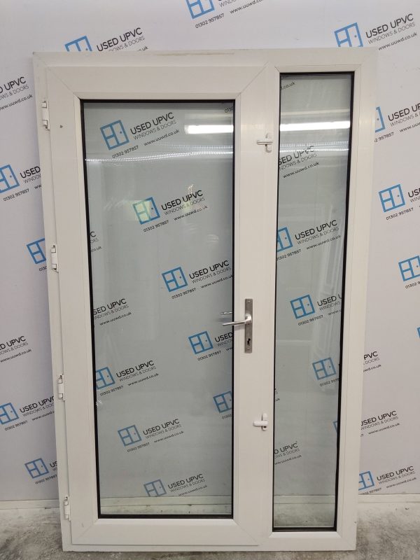 Used White Upvc Full Glass Door And Side Panel 1315mm x 2115mm DS008 - Image 2