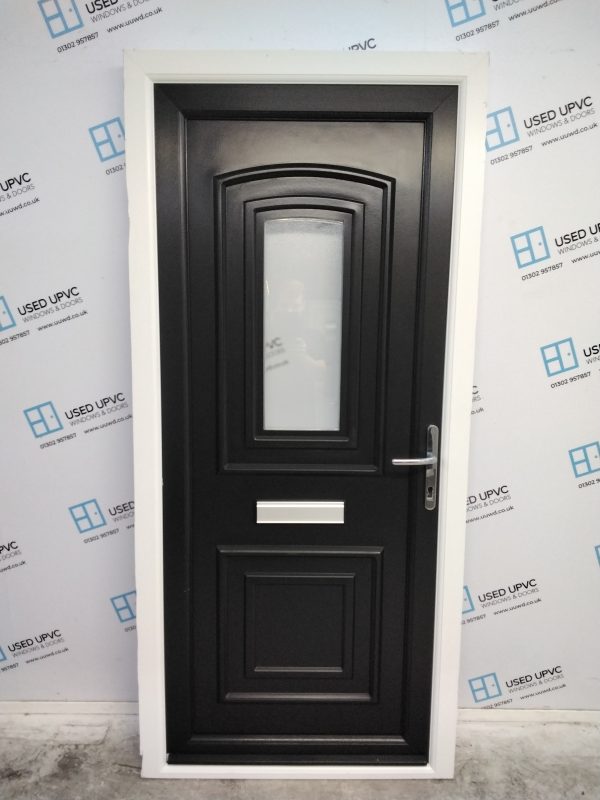 Used Black Upvc Front Door 920mm x 2010mm C8D61