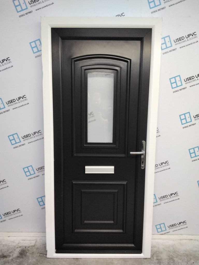 Used Black Upvc Front Door 920mm x 2010mm C8D61 | Used UPVC Windows & Doors