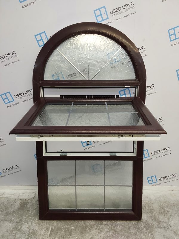 Used Rosewood Upvc Arch Window 890mm x 1640mm LW0006 - Image 3