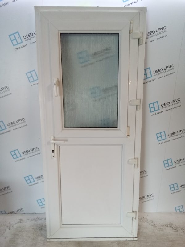 Used White Upvc stable Back Door 890mm x 2115mm (Reduce To 870mm) C9D31 - Image 2