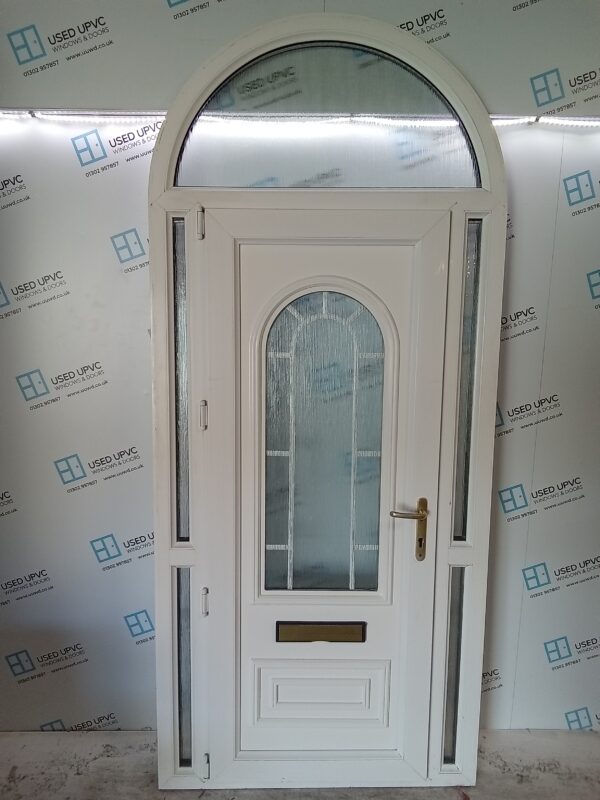 Used White Upvc arched Front Door and side panels 1120mm x 2545mm DS053 - Image 2