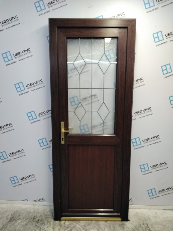 Used Rosewood Upvc Back Door 810mm x 2070mm C9D61