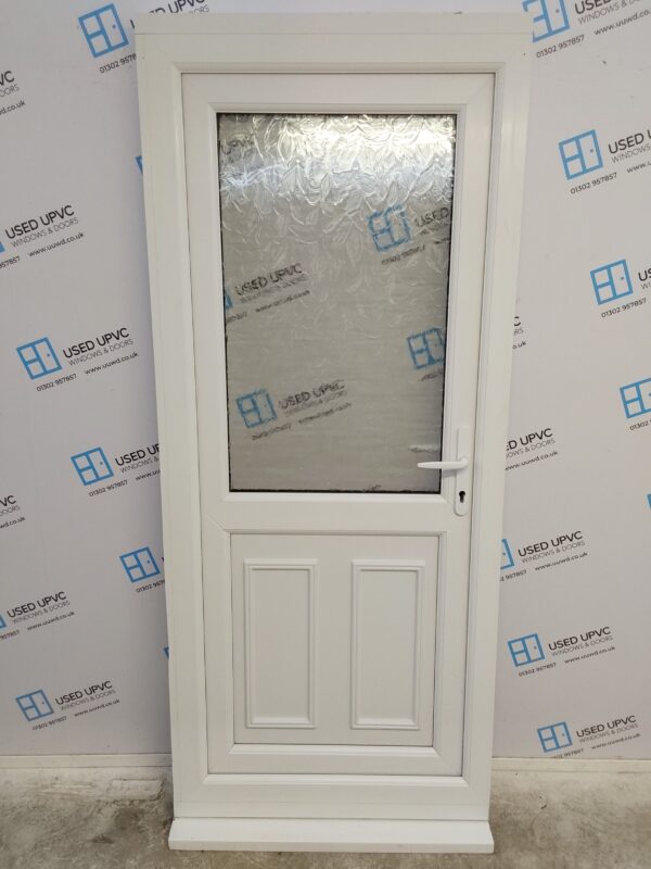 Used White Upvc Back Door 905mm x 2135mm (reduce to 885mm x 2045mm) 0173