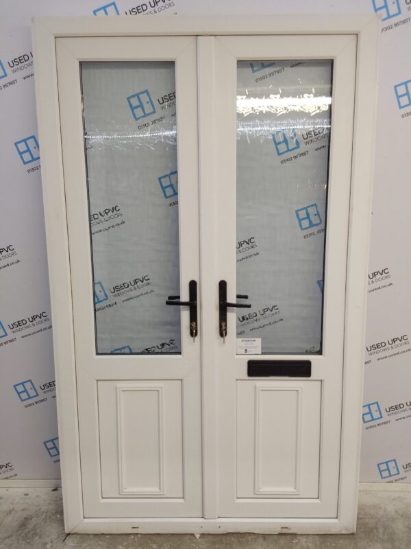 Used White Upvc French Doors 1280mm x 2110mm (reduce to 1250mm) EA15