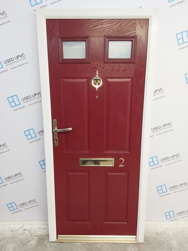 Used Red Composite Front Door 900mm x 2030mm 0762