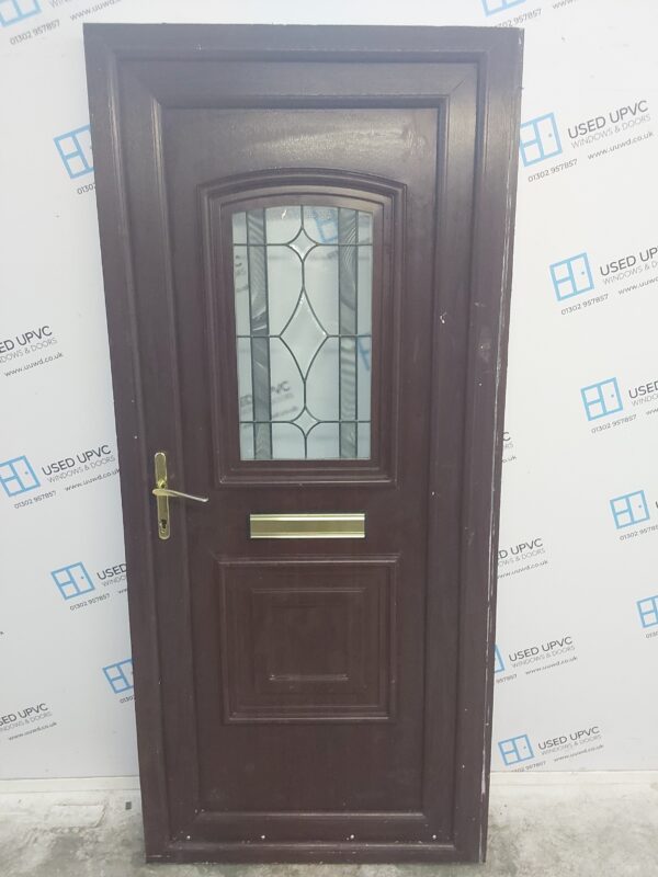 Used Rosewood Upvc Front Door 920mm x 2055mm (reduce to 900mm) 0515