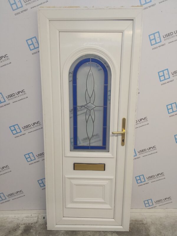 Used White Upvc Front Door 830mm x 2065mm (reduce to 815mm x 2050mm) C10D04