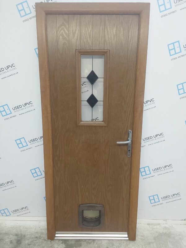 Used Oak Composite Back Door 820mm x 2000mm C10D29