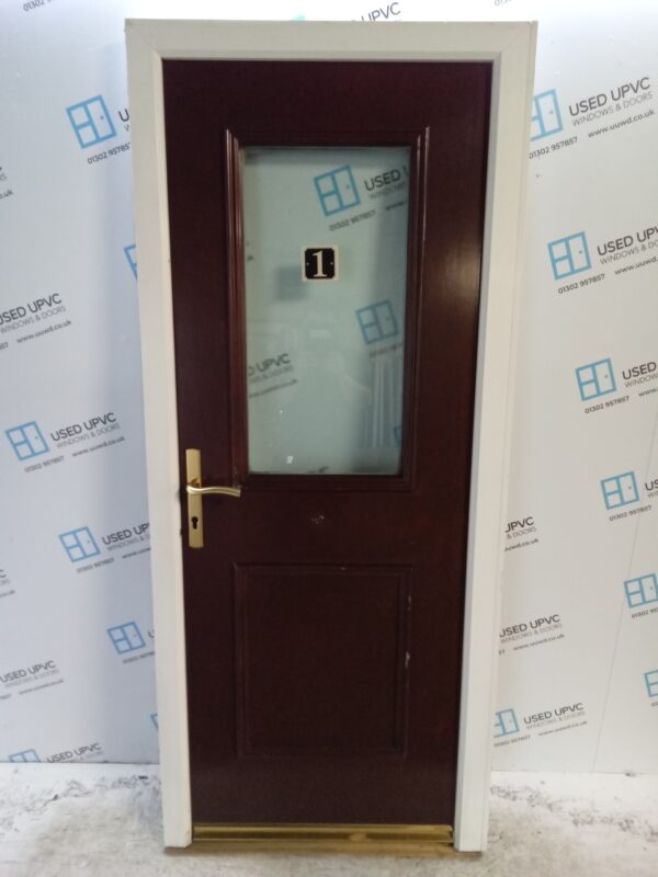 Used Brown Upvc Composite Back Door 890mm x 2075mm (Reduce To 875mm) C8D22