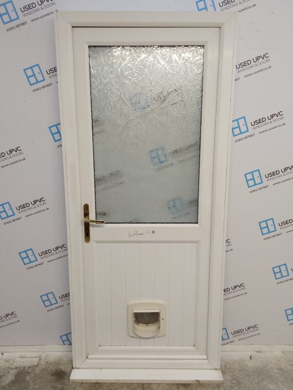 Used White Upvc Back Door 930mm x 2100mm (reduce to 900mm) C3D010