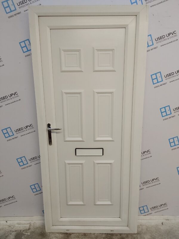 Used White Upvc Front Door 930mm x 2085mm (reduce to 910mm) C3D001