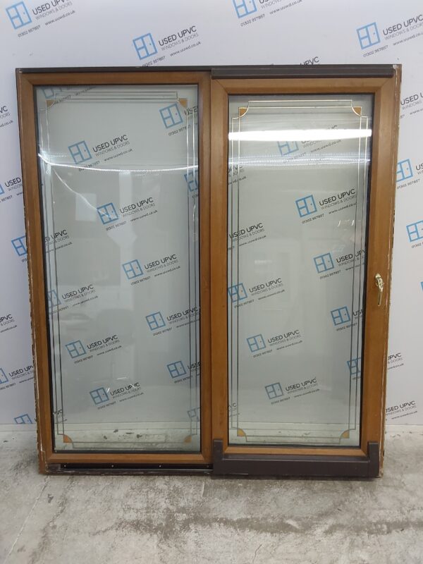 Used Oak Upvc Sliding Patio Doors 1805mm x 2035mm EA6 - Image 2