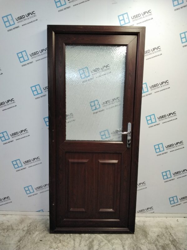 Used Rosewood Upvc Back Door 870mm x 2005mm 0891