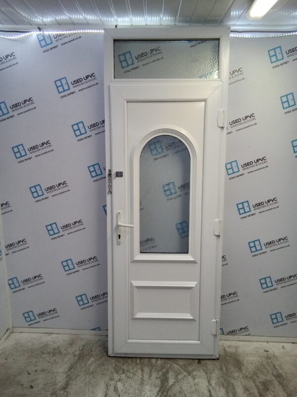 Used White Upvc Back Door And Toplight 855mm x 2395mm 0261 - Image 2