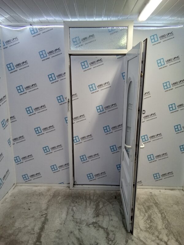 Used White Upvc Back Door And Toplight 855mm x 2395mm 0261 - Image 3