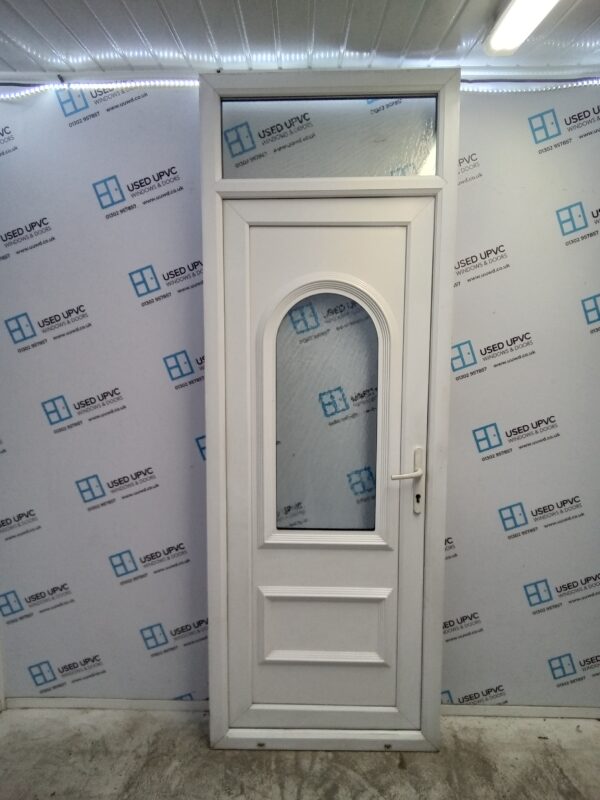 Used White Upvc Back Door And Toplight 855mm x 2395mm 0261