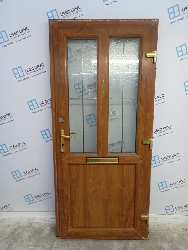 Used Oak Upvc Front Door 930mm x 2080mm 0451 - Image 2