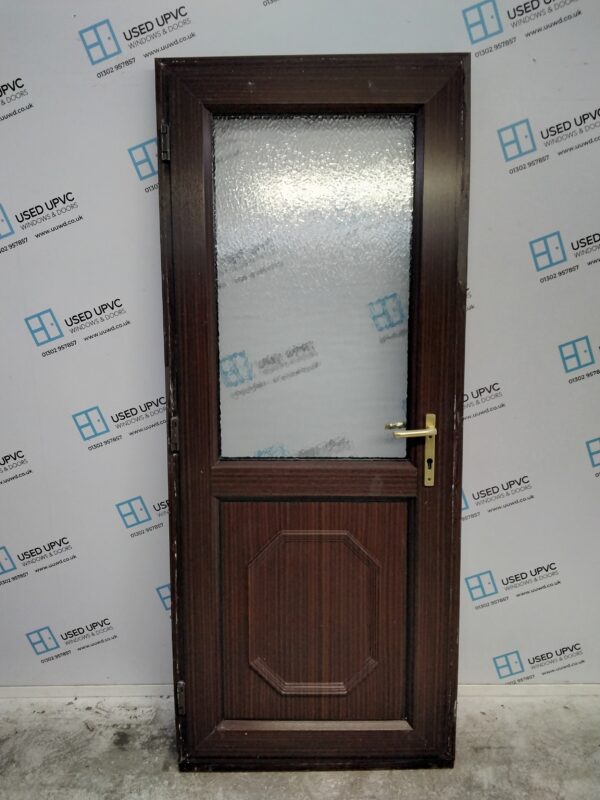 Used Woodgrain Upvc Back Door 845mm x 2060mm 0098 - Image 2