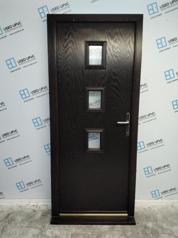 Used Rosewood Composite Door 895mm x 2080mm (Reduce To 880mm x 2080mm C9D68