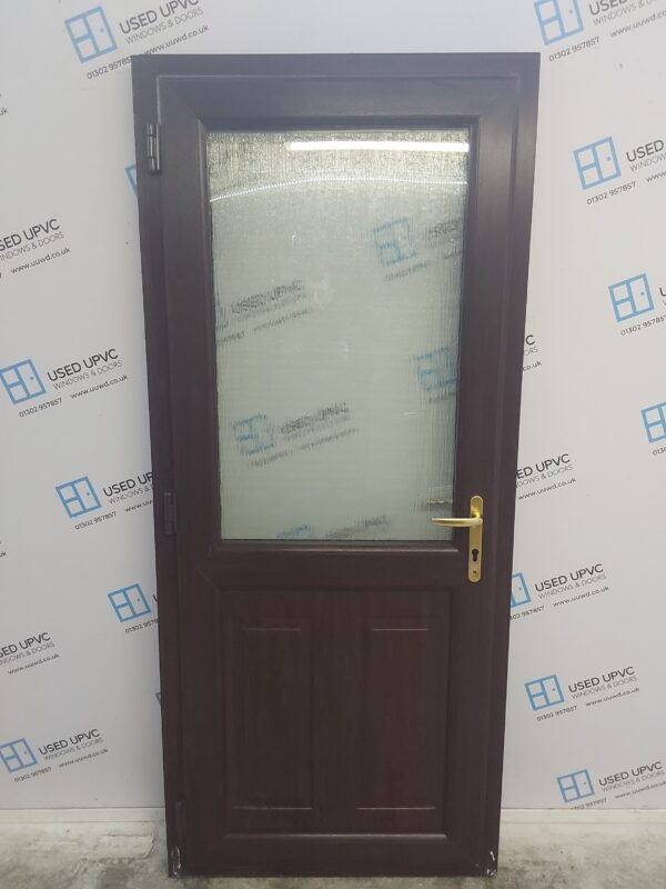 Used Rosewood Upvc Back Door 890mm x 2060mm (reduce to 875mm) 0786 - Image 2