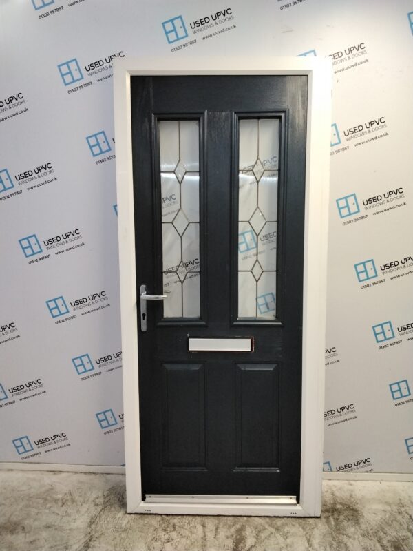 Used Blue Composite Front Door 930mm x 2090mm (Reduce To 900mm x 2090mm) 0006