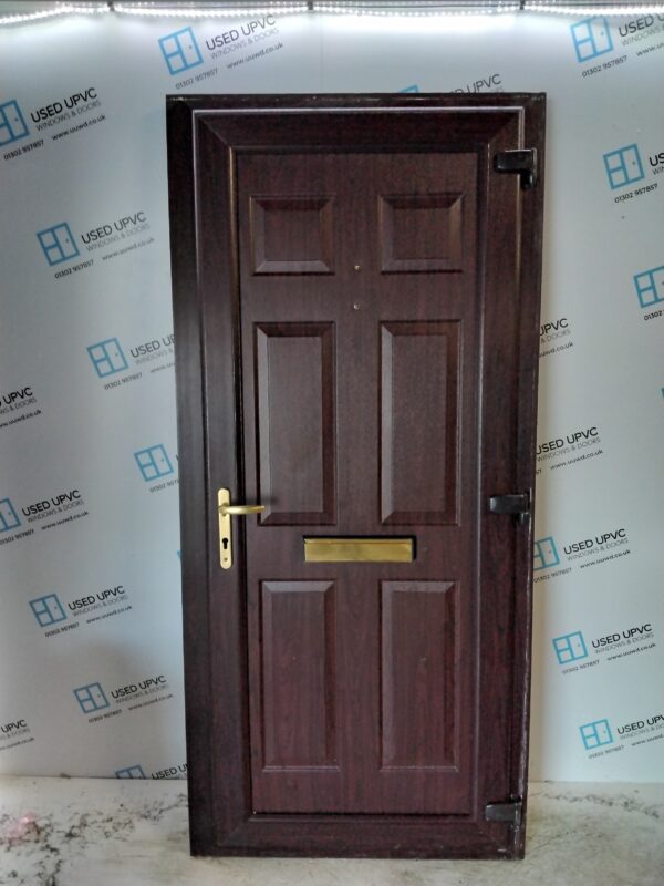 Used Rosewood Upvc Front Door 955mm x 2075mm (Reduce To 940mm x 2075mm) C10D14 - Image 2