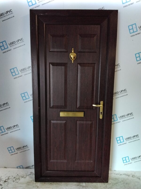 Used Rosewood Upvc Front Door 955mm x 2075mm (Reduce To 940mm x 2075mm) C10D14