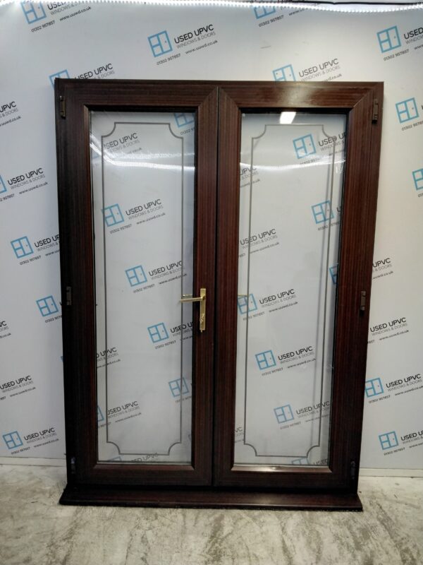 Used Woodgrain Upvc French Doors 1510mm x 2050mm (Reduce To 1460mm x 2050mm) EA7