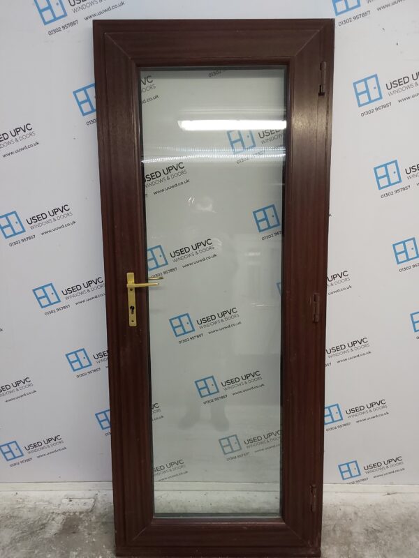 Used Woodgrain Upvc Full Glass Back Door 840mm x 2070mm (reduce to 825mm_- 0166 - Image 2