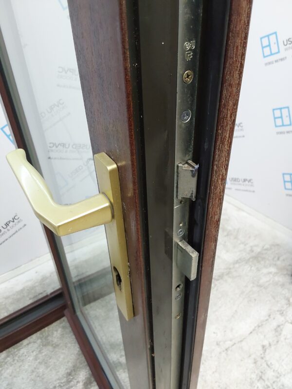 Used Woodgrain Upvc Full Glass Back Door 840mm x 2070mm (reduce to 825mm_- 0166 - Image 7