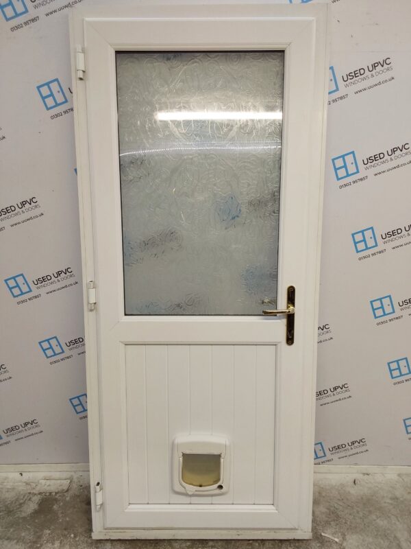 Used White Upvc Back Door 930mm x 2100mm (reduce to 900mm) C3D010 - Image 2