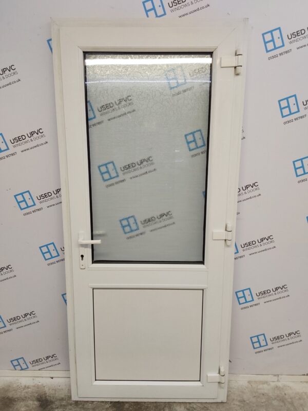 Used White Upvc Back Door 925mm x 2095mm (reduce to 910mm) C3D021 - Image 2