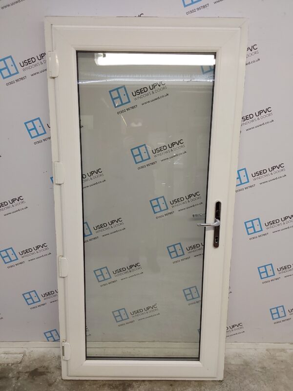 Used White Upvc Full Glass Back Door (outwards opening) 990mm x 2040mm 0055