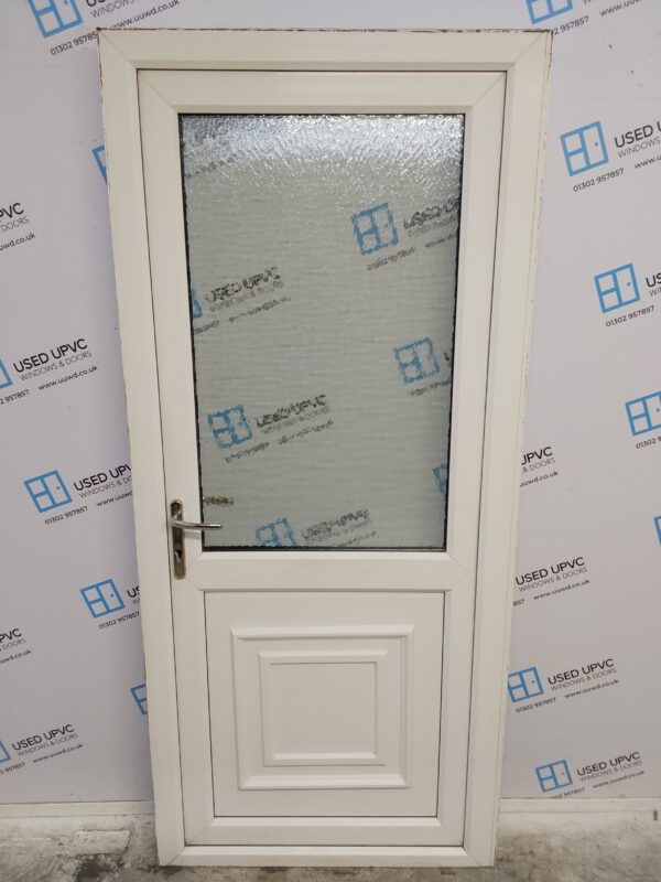 Used White Upvc Back Door 920mm x 2055mm (reduce to 905mm) C8D76