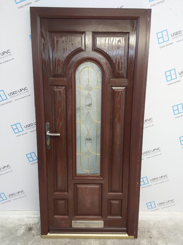 Used Rosewood Composite Front Door 930mm x 2035mm (reduce to 900mm) 0346