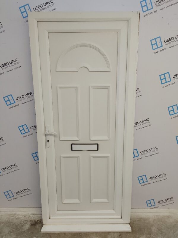 Used White Upvc Front Door 930mm x 2085mm (reduce to 910mm) 0436