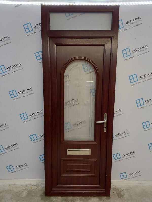 Used Rosewood Upvc Front Door And Toplight 860mm x 2345mm (reduce to 840mm) 0719